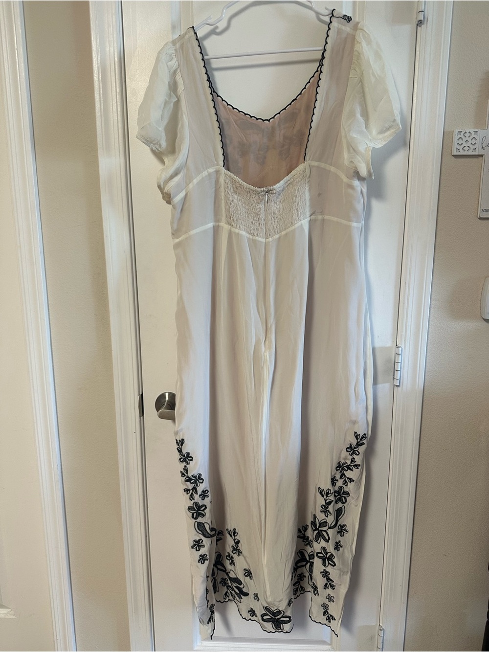 J. Crew Ivory Maxi Dress with Black Floral Embroidery - Picture 10 of 16
